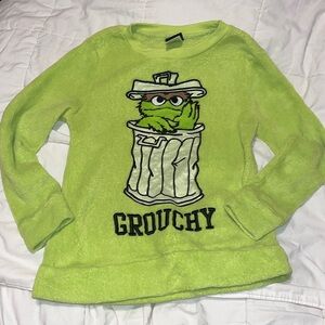 oscar the grouch long sleeve fuzzy shirt